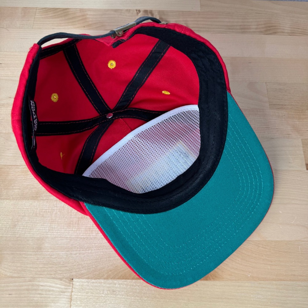 Nation Golf Co Red Yellow Snapback Hat Adjustable Leather Strapback Cap - Picture 11 of 11